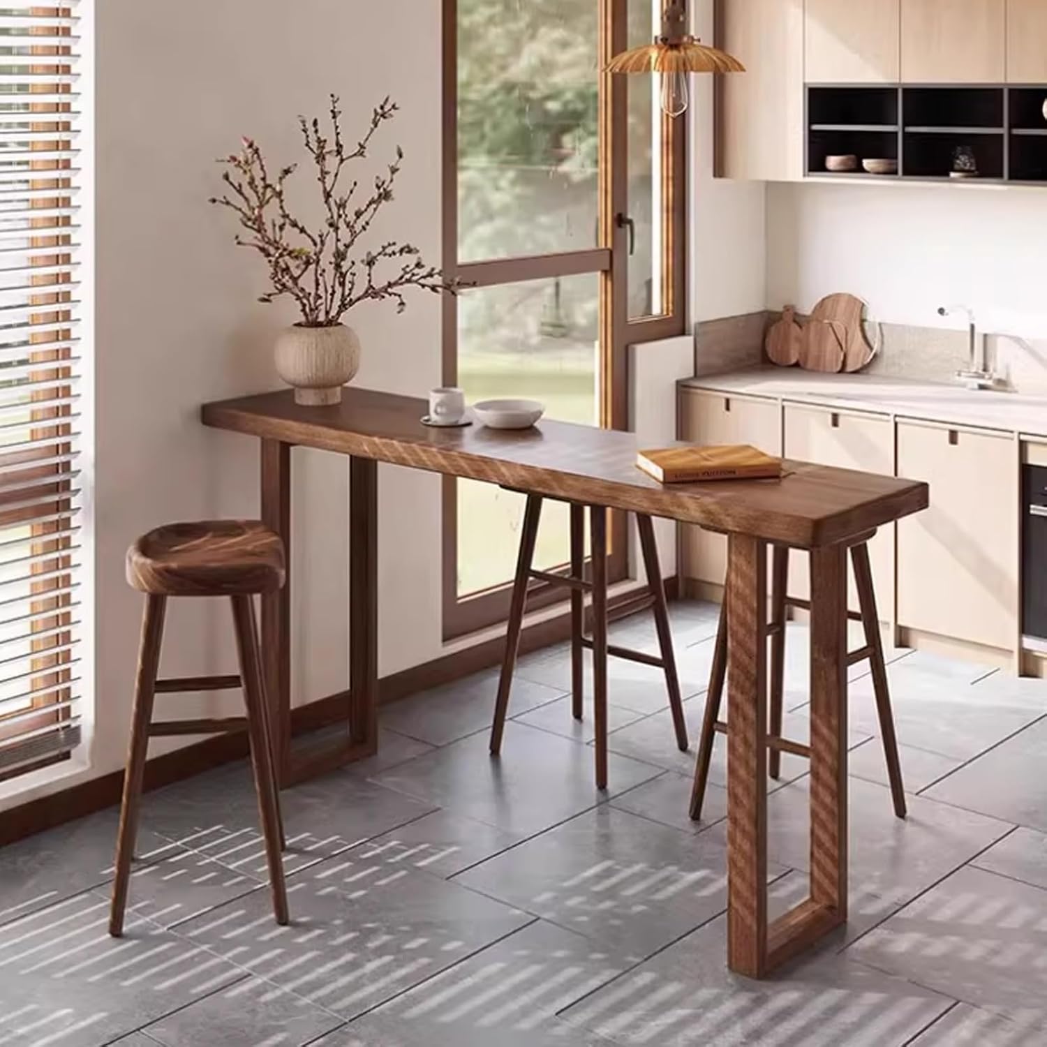 All Solid Wood Rectangle Bar Height Table,Industrial Long Kitchen Dining Room Bar Table,Indoor Outdoor Narrow Dining Table Kitchen Table,Pub Patio Bar Table W,One Color-160*40*105cm/63*15.7*41.3in