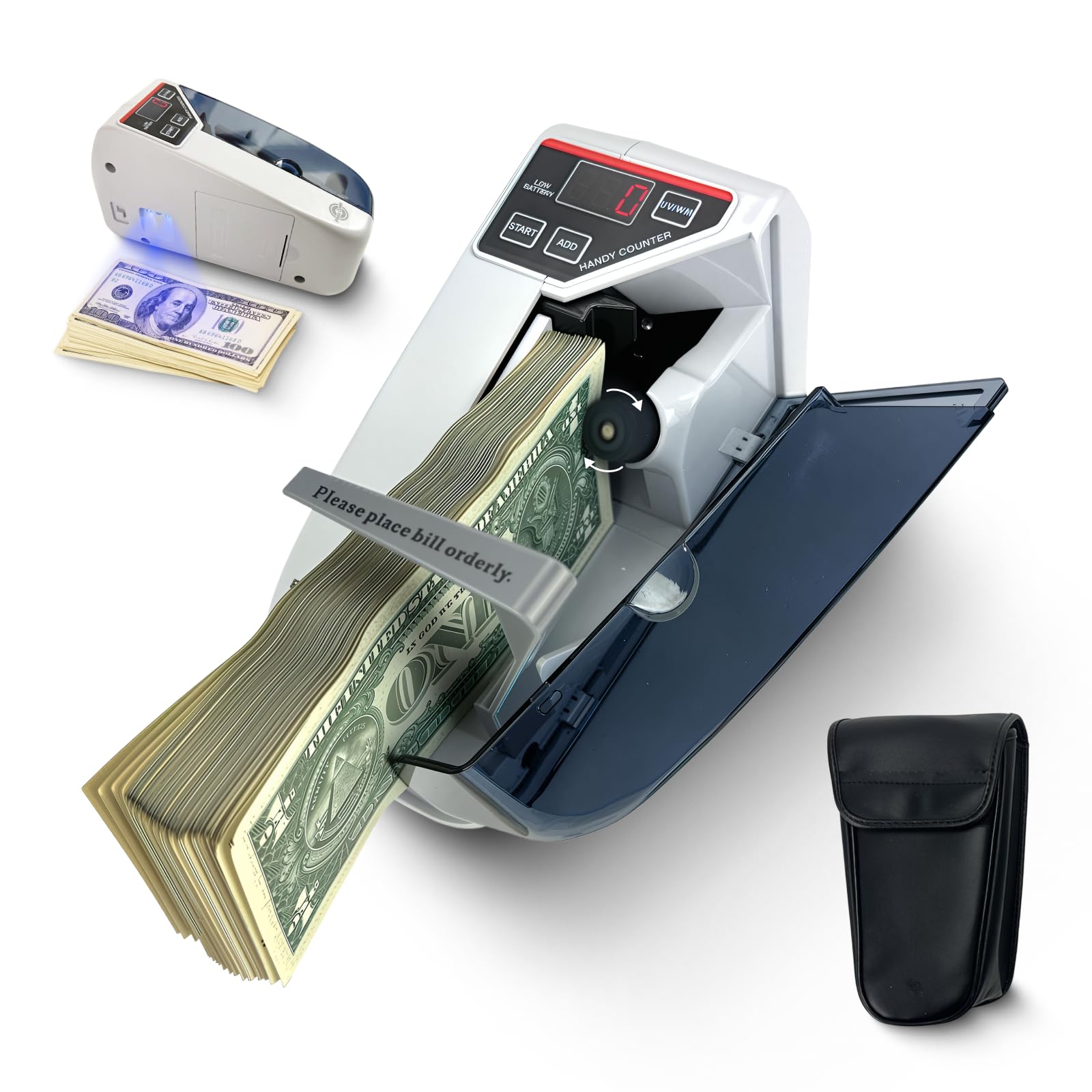 Money Counter Machine ELROTONEG V30, Cash Counter with UV lamp, Portable Bill Counting Machine 600 banknotes/min