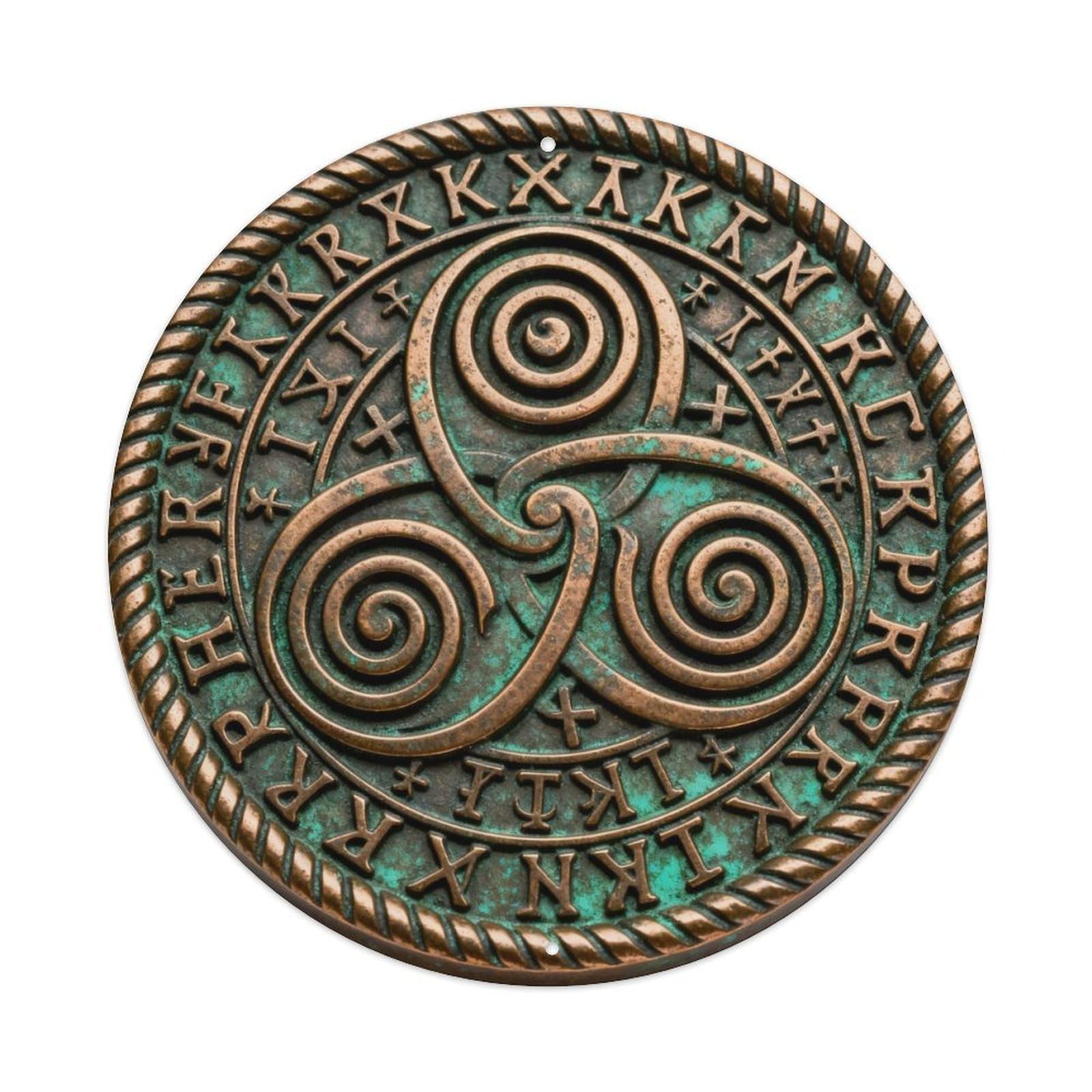 Celtic Triple Spiral Ogham Rune Metal Tin Sign Plaque