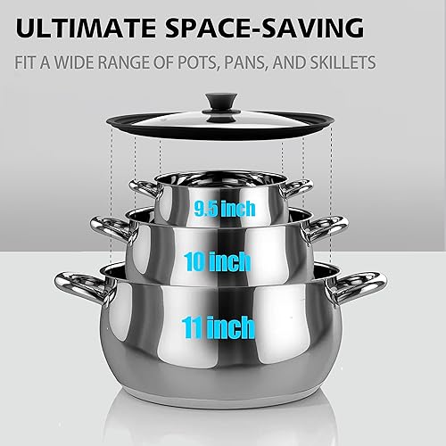 Miniatura 6 de Tapa de vidrio templado Tapa universal con borde de silicona resistente al calor para ollas, cacerolas y sartenes Tapa de repuesto que se ajusta a