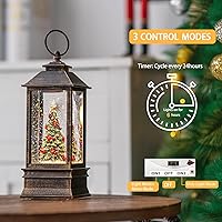 Vista 4 de Árbol de Navidad iluminado de 10 pulgadas, con música, globo de nieve, decoración de purpurina giratoria para el hogar de Navidad, sala de estar