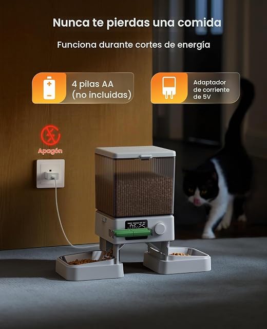 Foto 6 de 8 de oneisall Comedero automático para 2 Gatos, 20 Tazas/5 l, dispensador automático de Comida Seca (Blanco)