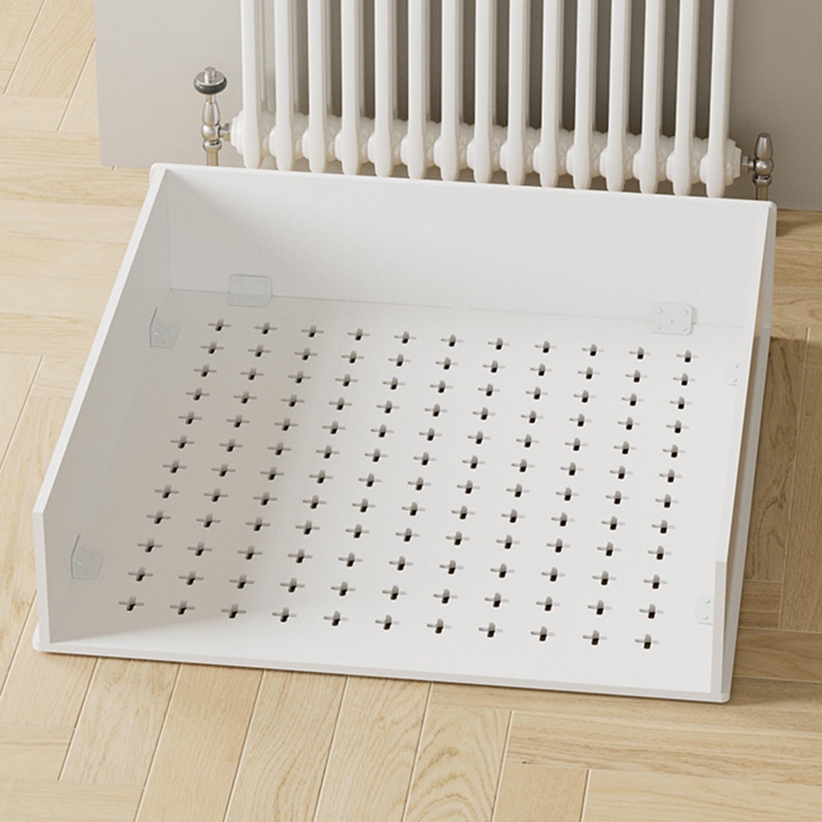 Bouclier de radiateur pour chauffage au sol 80 x 90 x 20 cm Plaque perforée Protection de valve Distributeur d'eau Bouclier pour une gestion efficace de la chaleur
