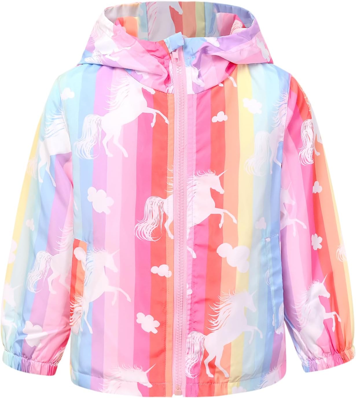 Jxstar Toddler Girls Rain Jackets Little Kids Waterproof Hoodie Raincoats Windbreakers, 12 Month-5 Years