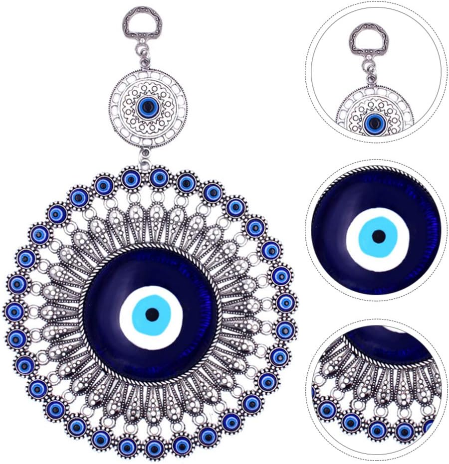 IMIKEYA Turkish Blue Eye Ornament Evil Eye Blue Pendant Glass Hamsa Good Luck Lucky Charm Hand Fatima Protection Hanging Decor for Home Wall Door Ornament - Image 4