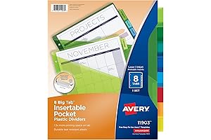 Avery 8-Tab Insertable Dividers for 3 Ring Binders in Multicolor