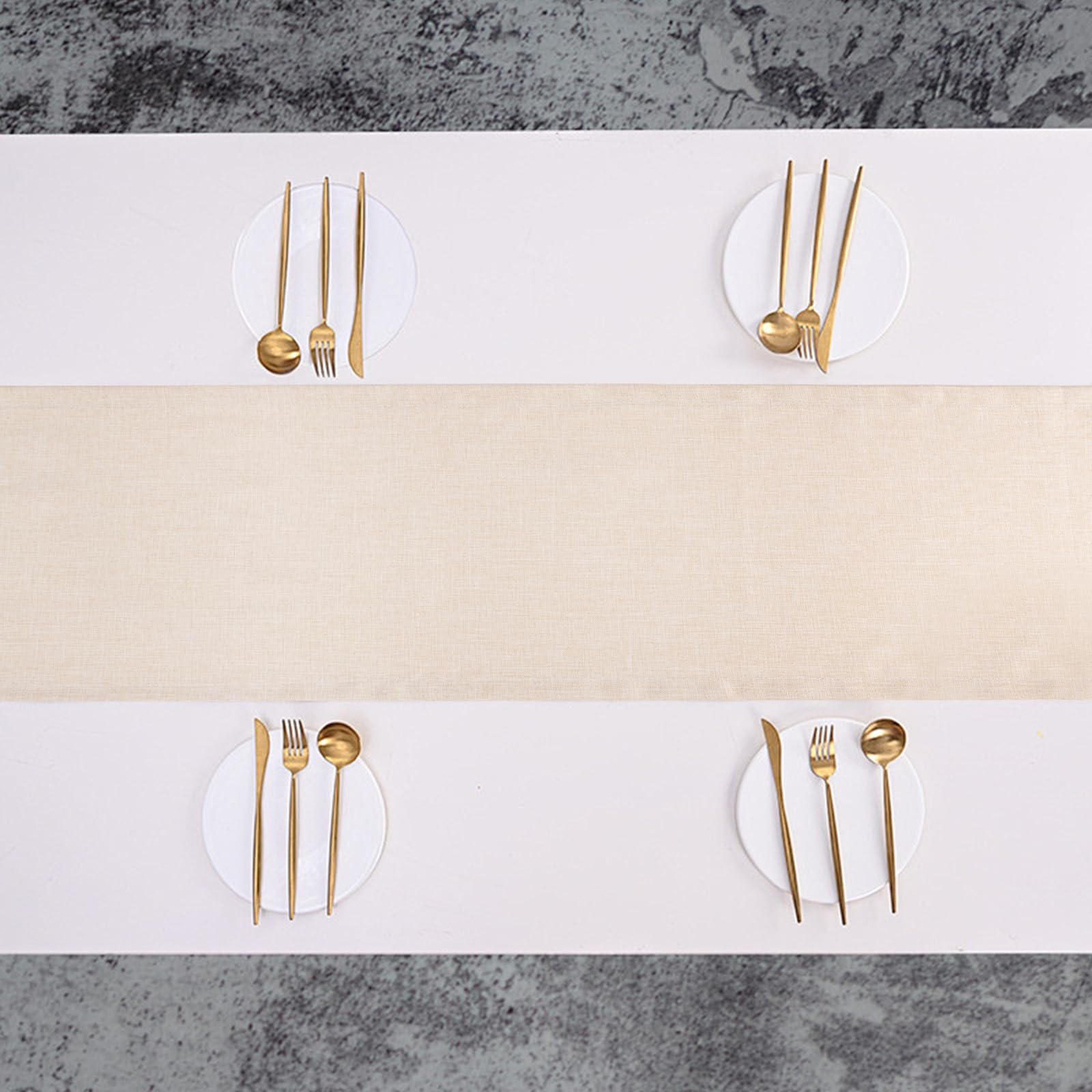 Moderne Leinen-Tischdecke – Cremefarben, 30 X 160 Cm – Lotuseffekt, Abwaschbar – Für Restaurant, Party & Festliche Anlässe – 100% Polyester