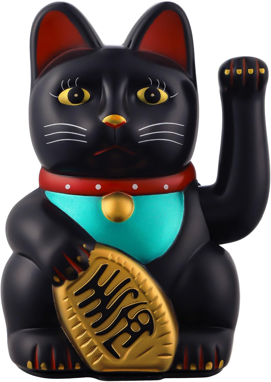 Gold/Black/White Maneki Neko Lucky Cat,Fengshui Cat- Waving Arm Battery Operated for Fortune Money and Good Luck (Black, 4 in)