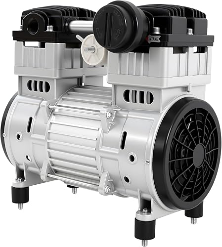 Bomba de vacío de diafragma sin aceite, bomba de aire silenciosa sin aceite 7CFM con cabezal de compresor de aire 110 V, compresor de aire