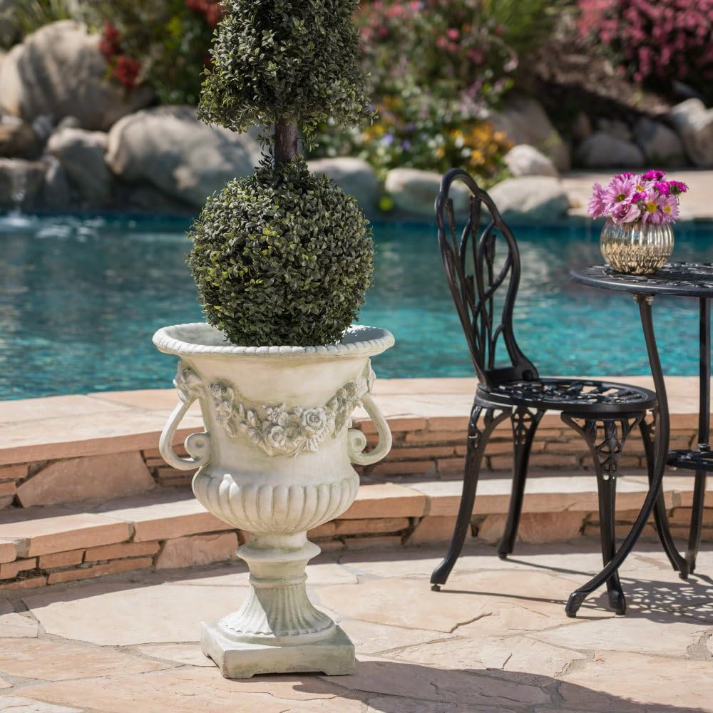 Elegant Outdoor Garden Urn Planter Made from Premium Magnesium Oxide for Weather Resistance and Classic Landscape Appeal (White + Magnesium Oxide)