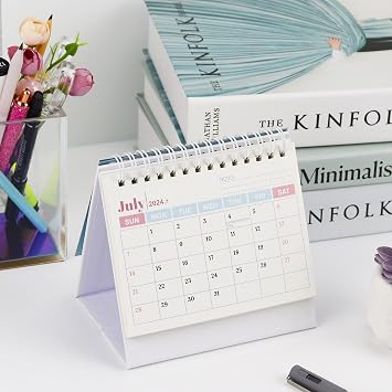 Mini Desk Calendar 2024-2025,Standing Desk Calendar from Jul.2024 to Dec.2025 18 Months Small Desk Calendar 2024-2025,Flip Calendar for Desk (Blue)