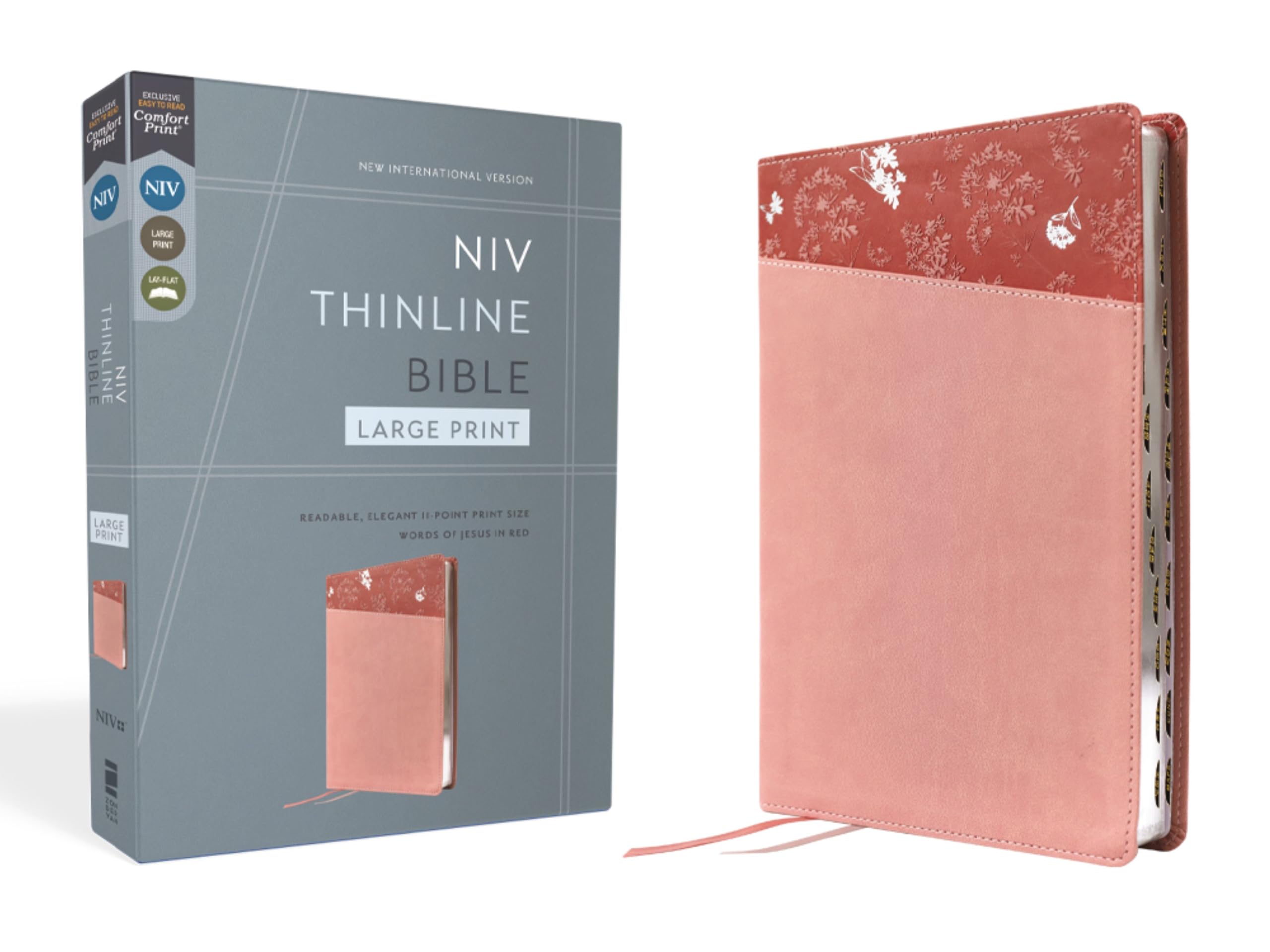 Niv, Thinline Bible, Large Print, Pink, Red Letter, Thumb Indexed, Comfort Print