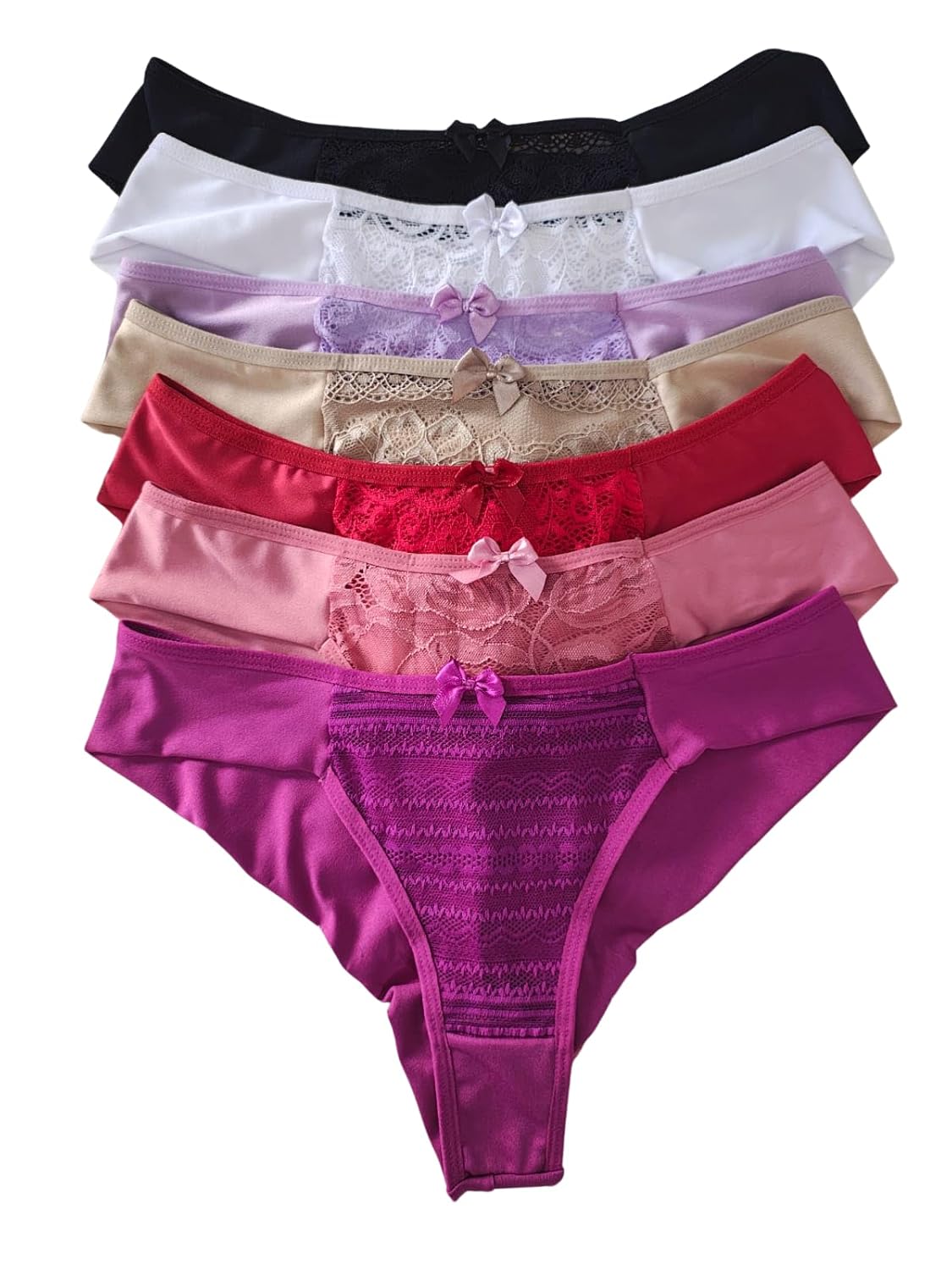 Kit 5 calcinhas femininas fio duplo com detalhe em renda cintura média confortáveis fio dental