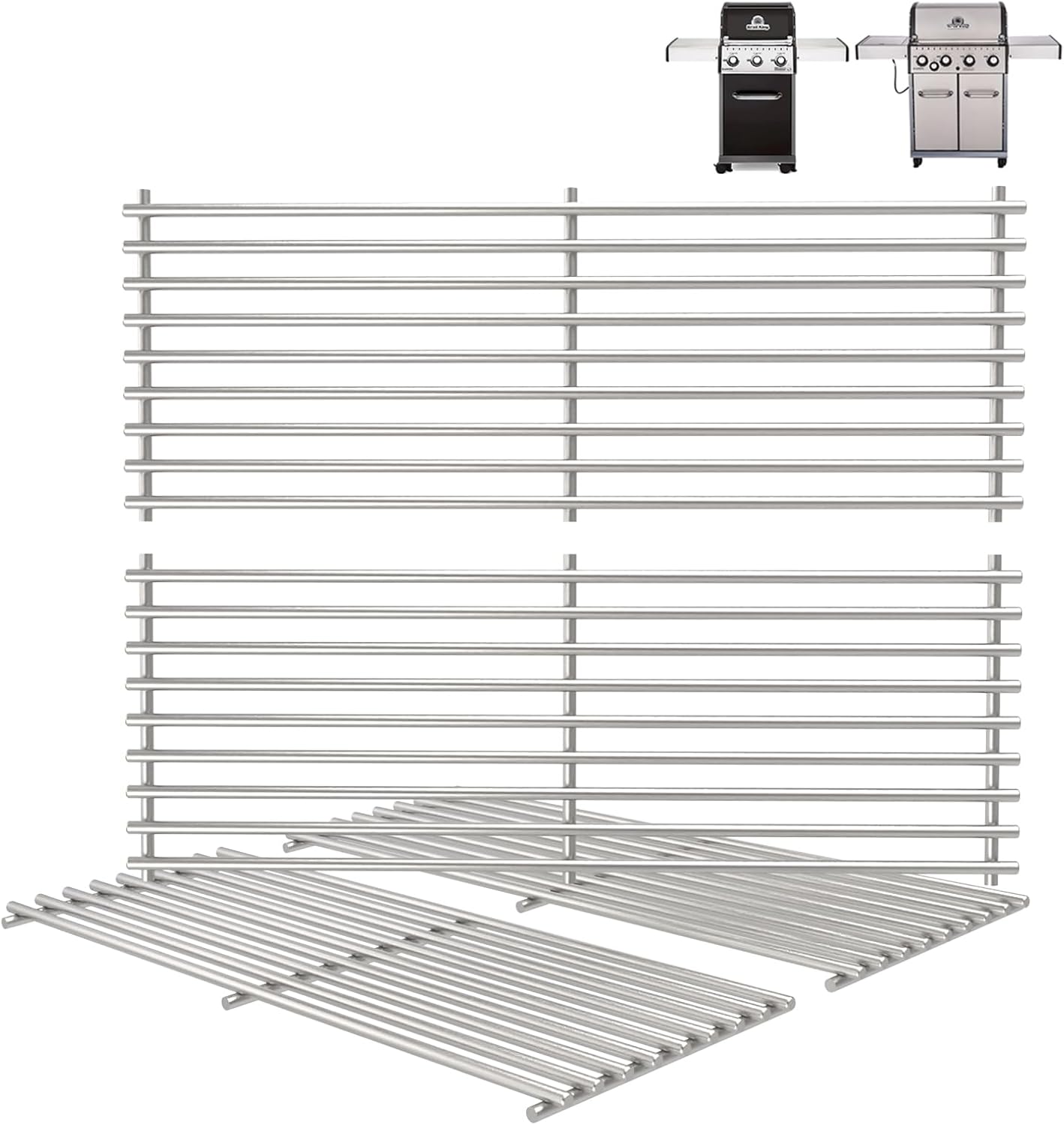 17 3/8" Grill Grates for Broil King Baron Grill Replacement Parts 320 340 420 440 490 9761-67 Huntington Replacement Parts 2122-67 6020-54 6020-57 Sterling 5020-54, Broil-Mate, Stainless Steel, 4PCS