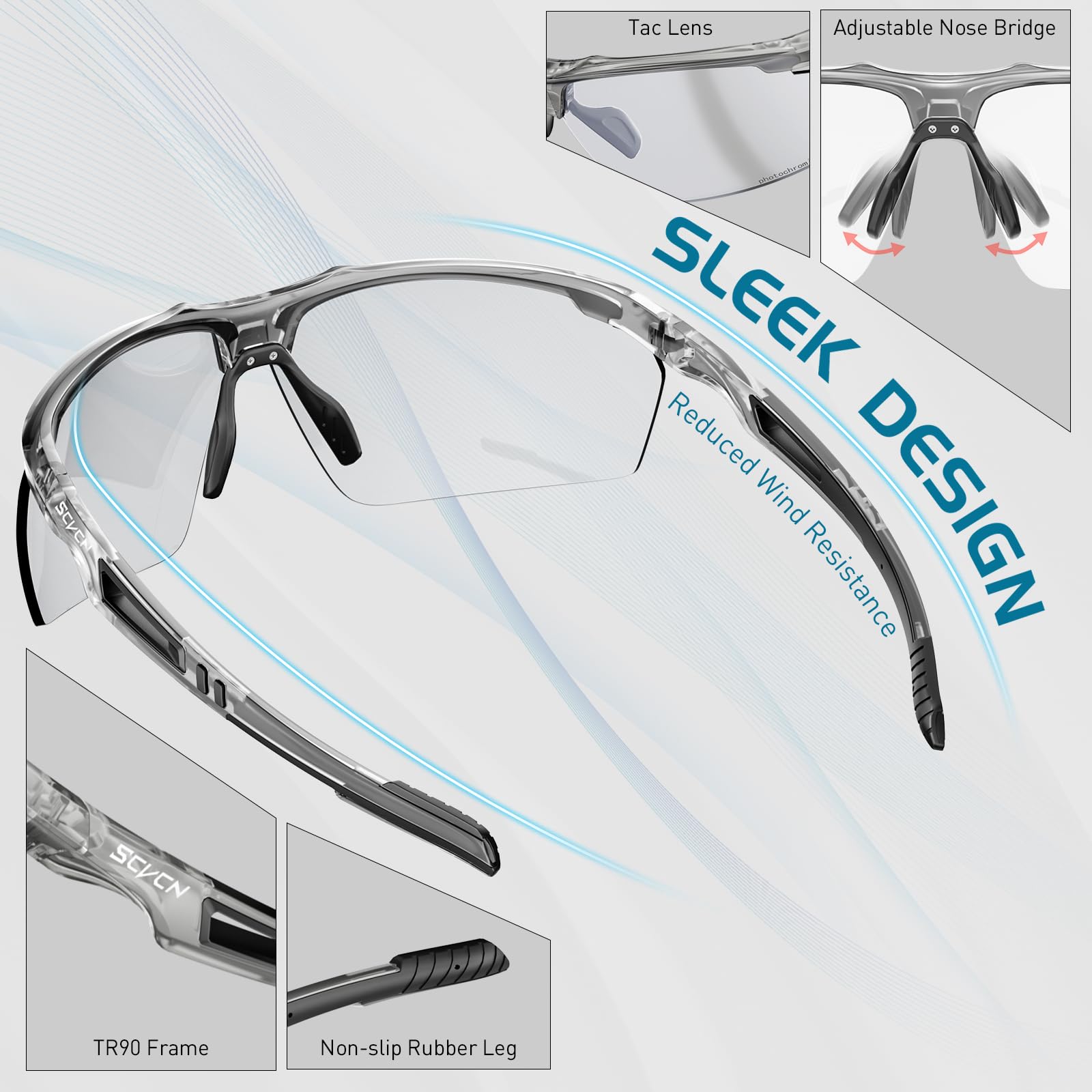 SCVCN Photochromique Lunette de Cyclisme Sport UV400 S86