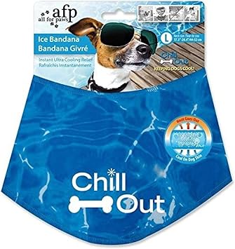 AFP Dog Cooling Bandana, Reusable Breathable Instant Cooling Neck Wrap for Medium Large Dogs, Adjustable Cooling Scarf for Hot Summer, Blue L Neck Girth 17.3-20.4 Inch