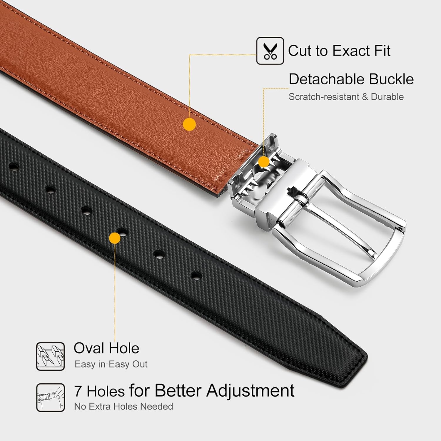 ITIEZY Reversible Belt for Men 1 Piece - 35mm Double Sided Mens Belt Leather for Dress Casual - Trim to Fit for Elegant Style - Image 5