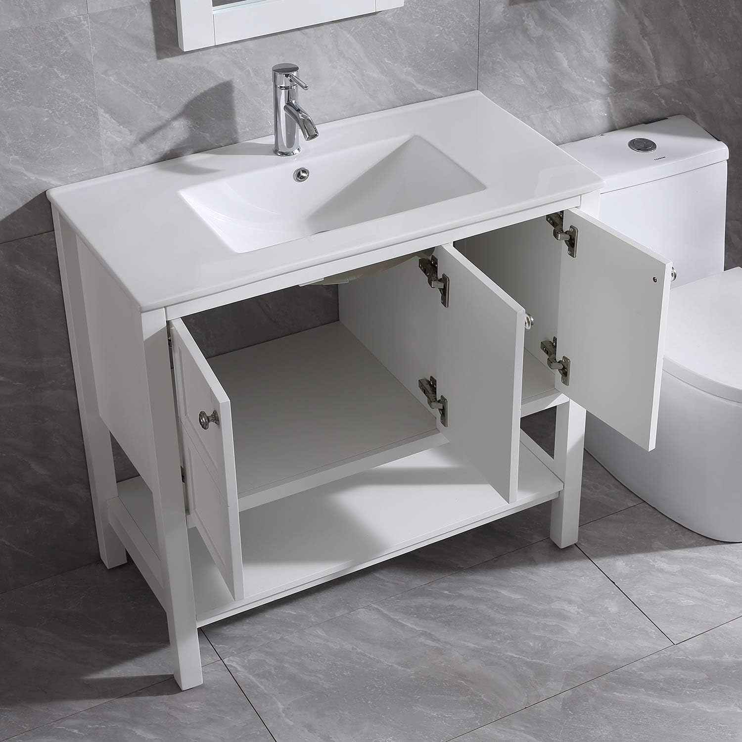 Buy Wonline 36 Bathroom Vanity And Sink Combo Cabinet Undermount Ceramic Vessel Sink Chrome Faucet Drain With Mirror And Shelf Vanities Set Online In Indonesia B08xbh18wr