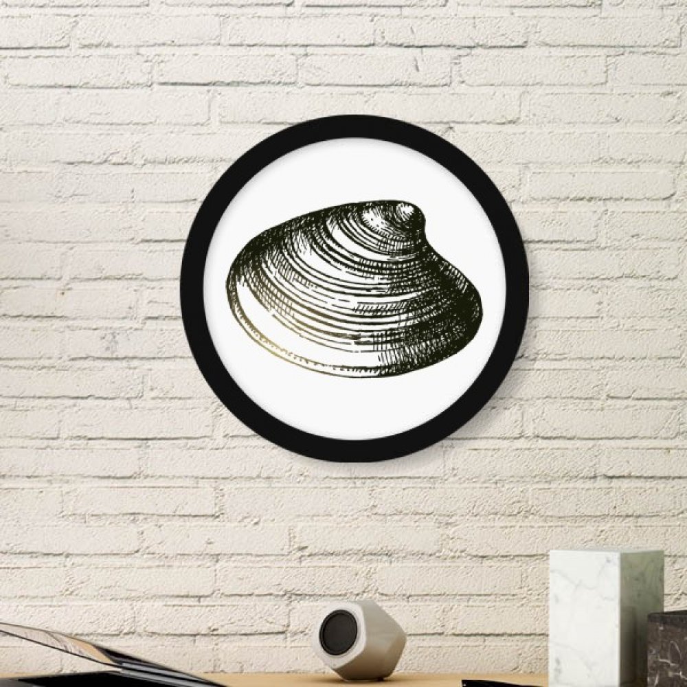 Cadre photo rond en bois illustration pétoncle décoration marine