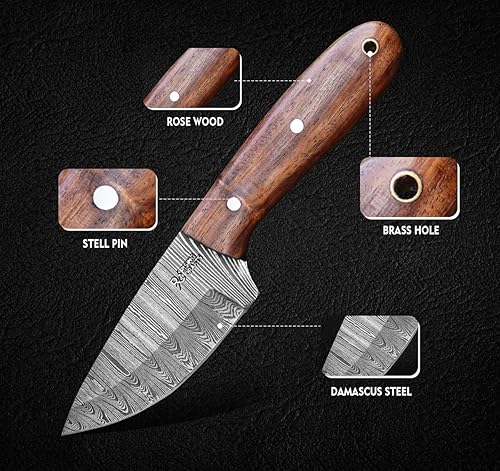 Miniatura 3 de Cuchillo de caza - Cuchillo de hoja fija con funda - cuchillo de desollado, cuchillo táctico, cuchillo de supervivencia, cuchillo de campamento de