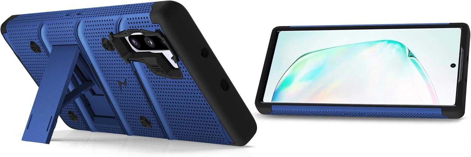 ZIZO Bolt Series for Samsung Galaxy Note 10 Case | Heavy-Duty Military-Grade Drop Protection w/ Kickstand Included Belt Clip Holster Lanyard (Blue/Black)