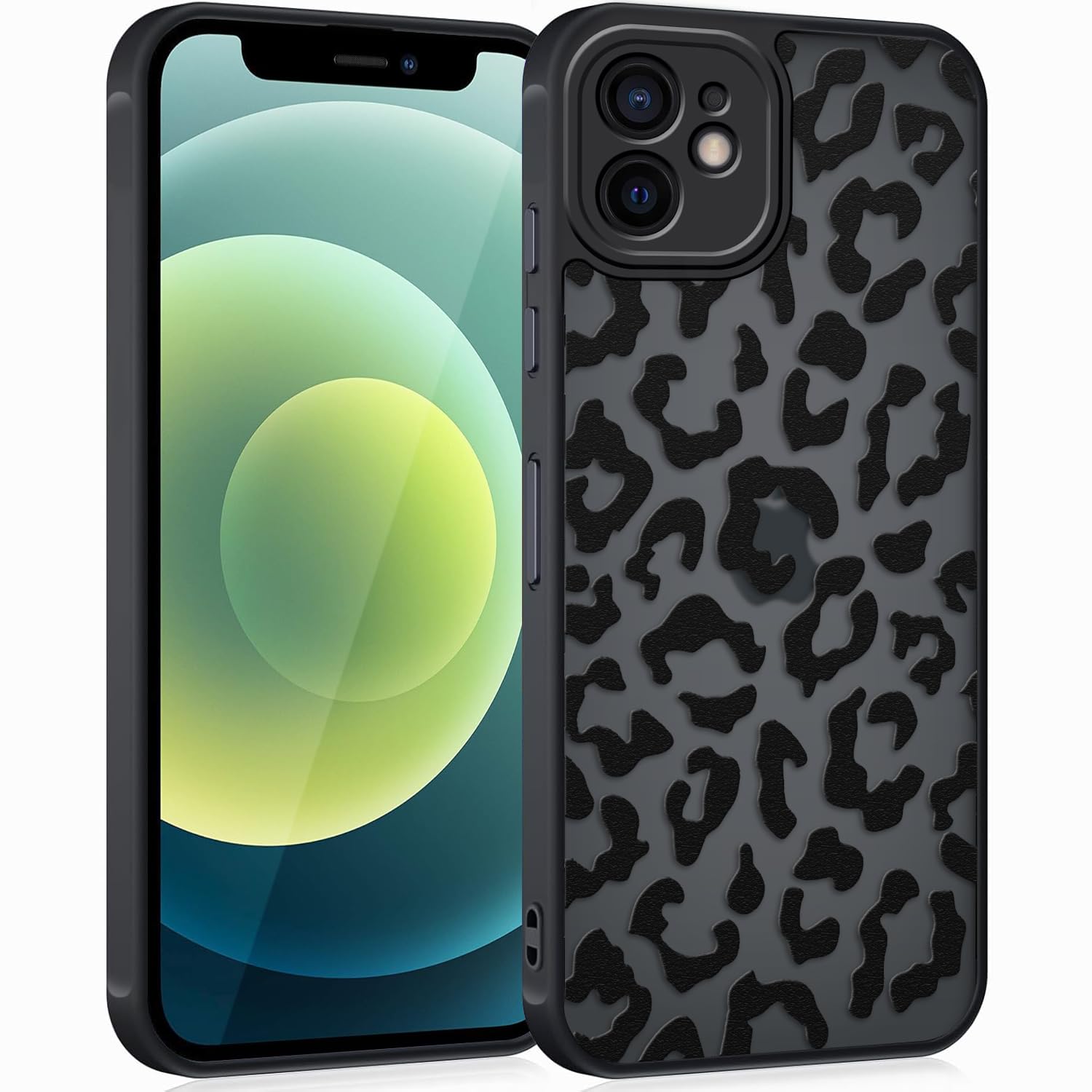 Coqinen Handyhülle für Xiaomi Redmi Note 14 Pro 5G Hülle, Matt Transluzente Case mit Stilvolle Leopard Muster, Silikon Aesthetic Schutzhülle mit Kratzfeste PC Rückseite + TPU Bumper - Schwarz