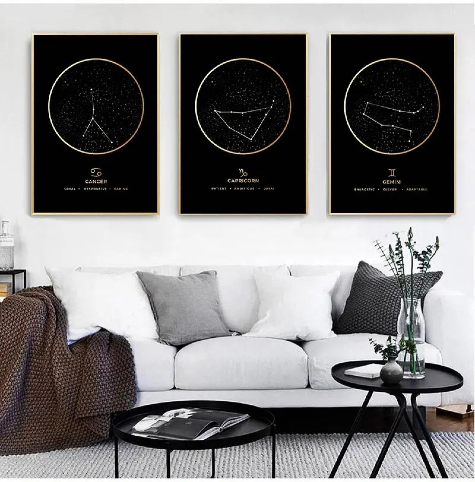 Peinture d'huile de pépinière horoscope toile géométrique 50x70cm - 4