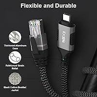 Vista 4 de Cable USB C a Ethernet de 15 pies, cable tipo C a RJ45, conectado directamente, red LAN Gigabit, compatible con Thunderbolt 3/4, para MacBook