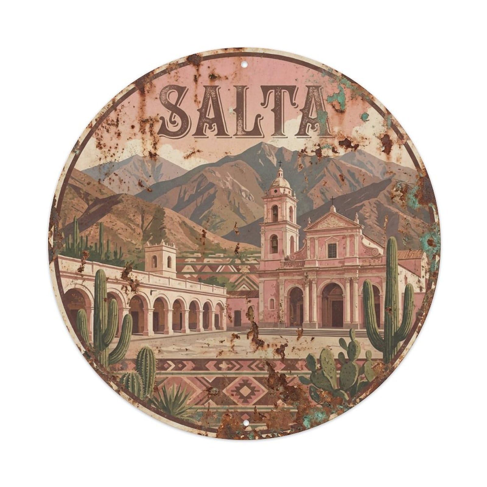 Retro Argentina Travel Salta Vintage Metal Tin Sign Plaque Wall Decor for Cafe, Club Bar, Office, Garden Metal Poster 8x8Inch