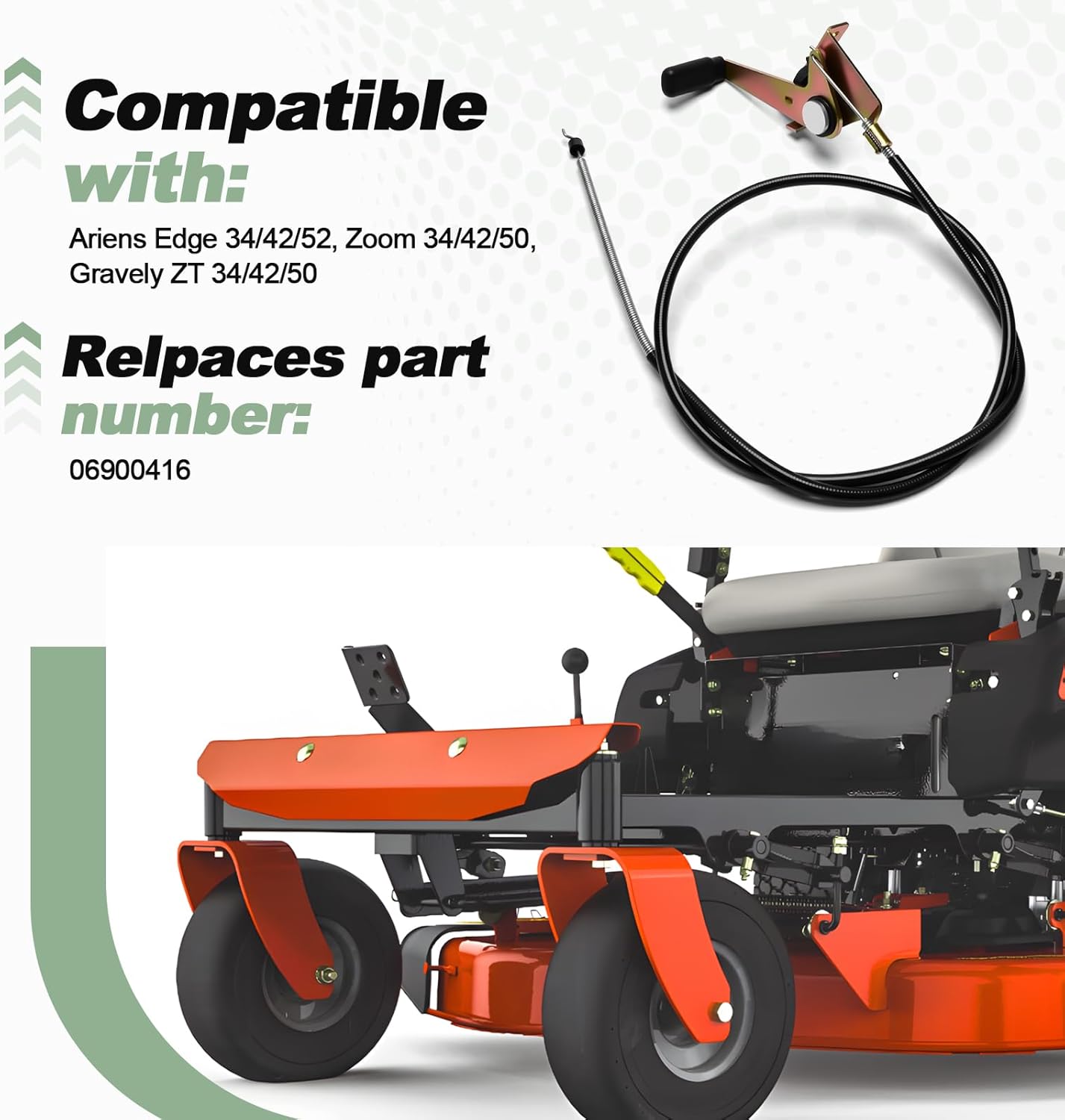 Quctaki Throttle Cable Compatible with Ariens Edge 34 42 52 Zoom 34 42 50 Gravely ZT 34 42 50 Zero Turn Mower Replace 06900416