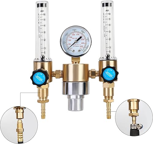 Miniatura 30 de BETOOLL Regulador de argón - Regulador de soldadura - Medidor de flujo Mig Tig de argón/CO2 Medidor de regulador de gas con manguera de gas de 6.6