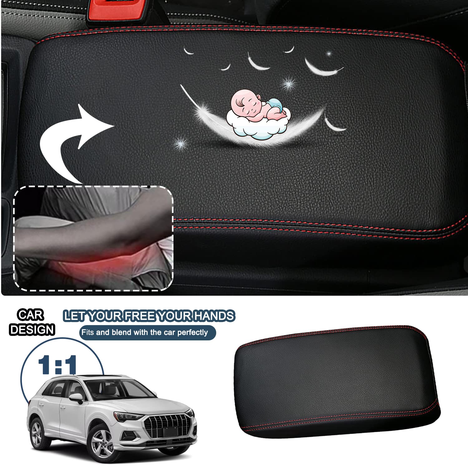 Ruiya Compatibile con Audi Q3 F3 2019-2025 2026 Copri Bracciolo, Copertura per Bracciolo Copribraccioli Audi Q3 Centrale Bracciolo Copertura Protezion Bracciolo Protezione Audi Q3 Accessori