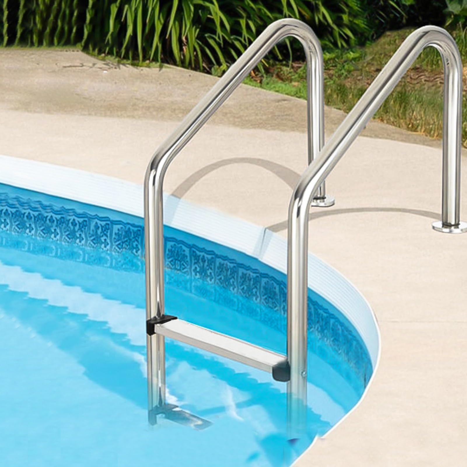 Scale mobili per Piscine, gradini in Acciaio Inox, Facili da installare, Adatte a Piscine, stabilimenti balneari e parchi Acquatici (3 gradini)