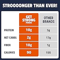 Vista 2 de Get Strong Foods Galletas de Queso Cheddar - Galletas Altas en Proteínas - Aptas para Keto, Bajas en Carbohidratos, Crujiente de Queso Alto en Fibra