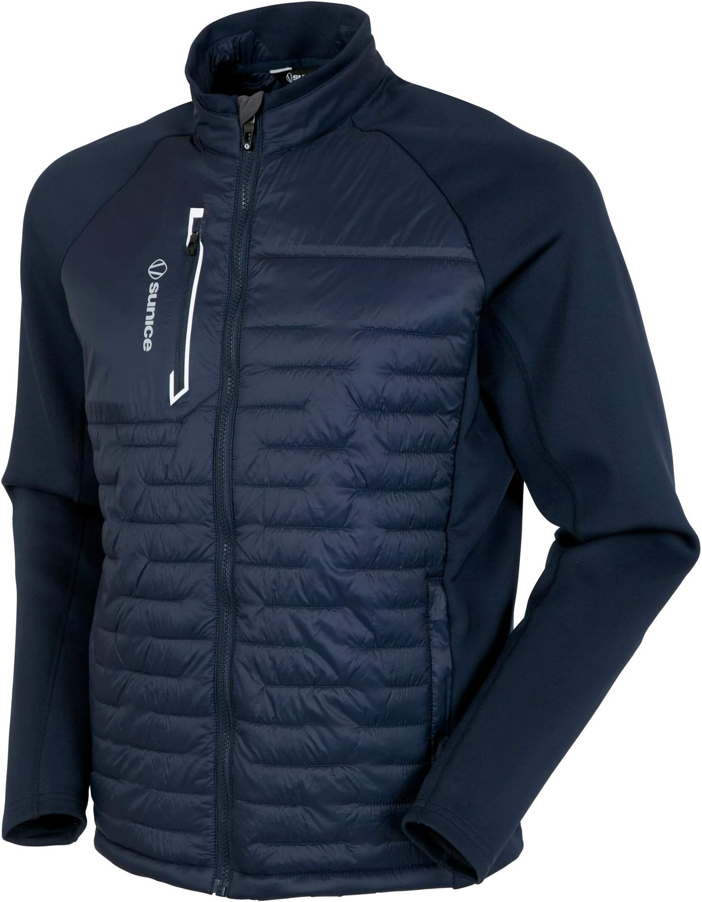Sunice Performance Apparel - Hamilton Men’s Windproof Full Zip Ultra-Lightweight Water Repellent Thermal Jacket (Midnight/Pure White, 2X Large)