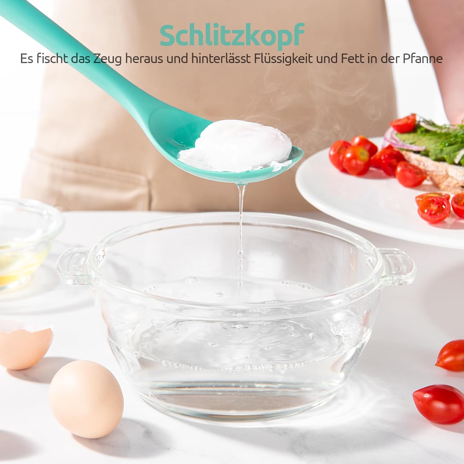 13.3" Slotted Cooking Spoon: U-Taste 600ºF Heat Resistant Kitchen Mixing Spoon, Food Grade Nonstick Long and Large Rubber Soup Utensil for Serving, Stirring, Basting (Dark Night) image 5