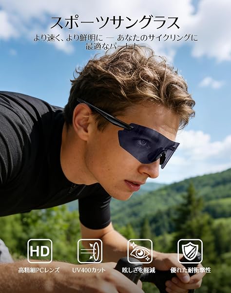 [Innerking] スポーツサングラス 調光サングラス 野球 登山 釣り 自転車 ドライブ バイク ゴルフ テニス スポーツ 超軽量 TR90 UV400 可調節鼻パッド 紫外線防止 メンズ レディース 男女兼用 - 2