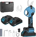 Sécateur Électrique Sans Fil 40 mm, Secateur Electrique avec Batterie 3000mAh, Lames Sharp SK5, Moteur Sans Balais, Écran LED, Sécateur sur Batterie pour Vigne, Olivier, Arbre Fruitier, Jardinage - 1