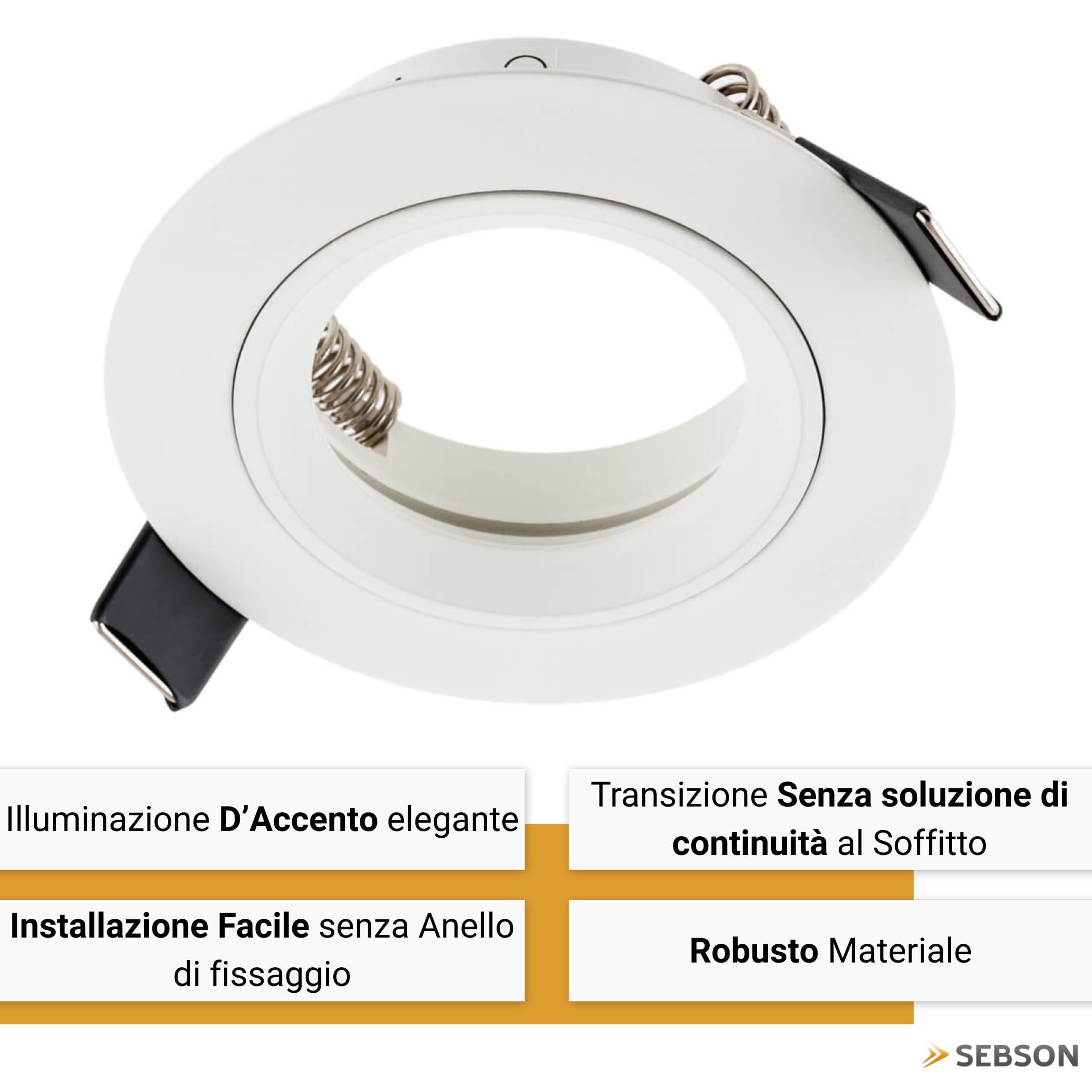 SEBSON Faretto da Incasso incl. Portalampada GU10 - Foro di Montaggio ø65mm | min. 60mm, max. 70mm - Faretti da Soffitto Bianco ø80x24mm - Set da 6