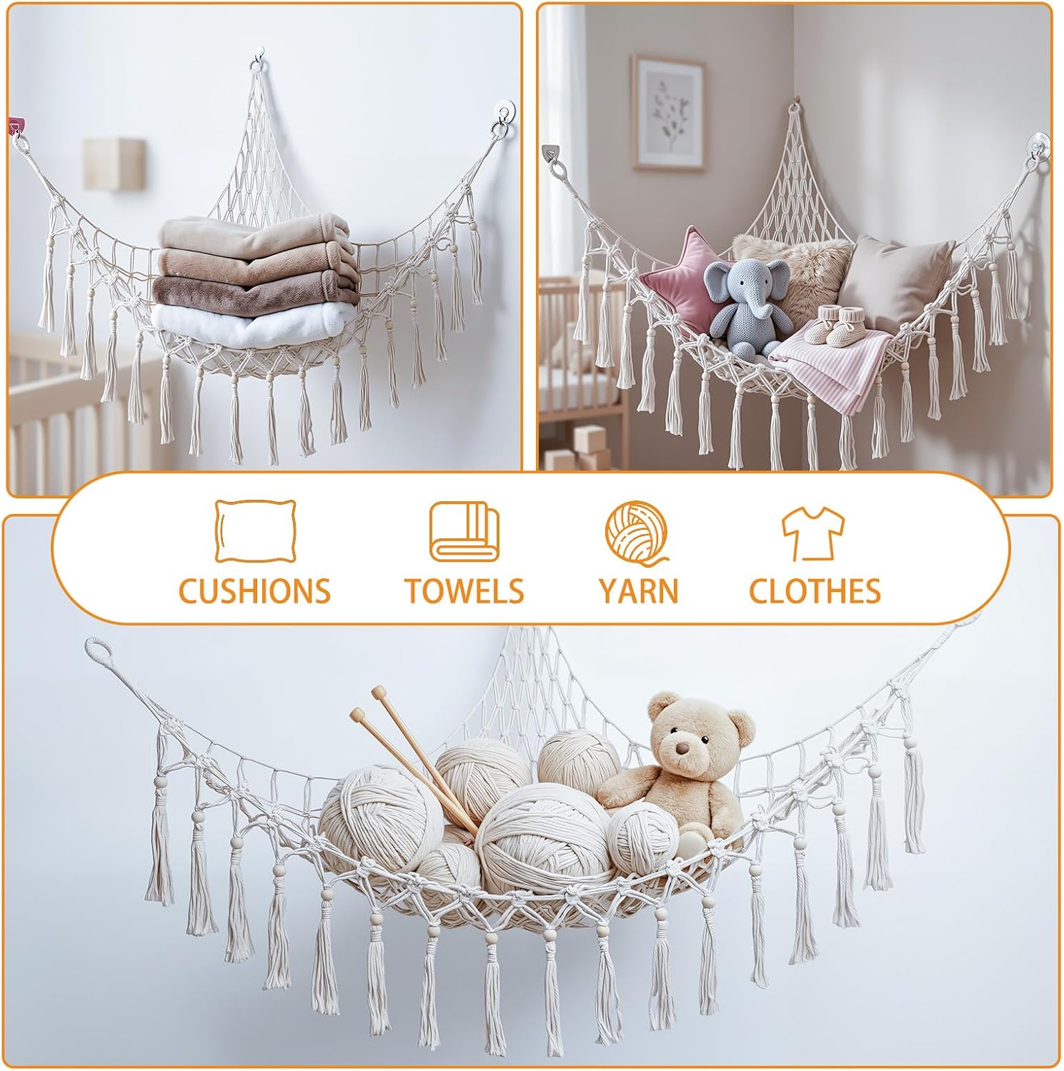 BZLMDXW Stuffed Animals Toy Storage Hammock Wall Hanging Net Corner Hanging Organizer Bedroom Plush Toy Holder Plushie Net for Stuffed Animals Corner Large