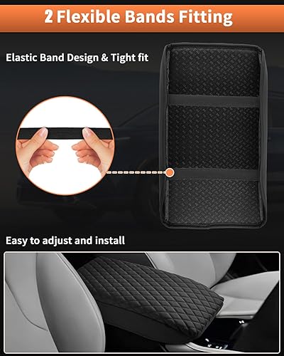 Miniatura 7 de Shademax - Cubierta antirayones para consola central hecha de piel sintética y con cojín amortiguador; cubierta accesoria para reposabrazos en color