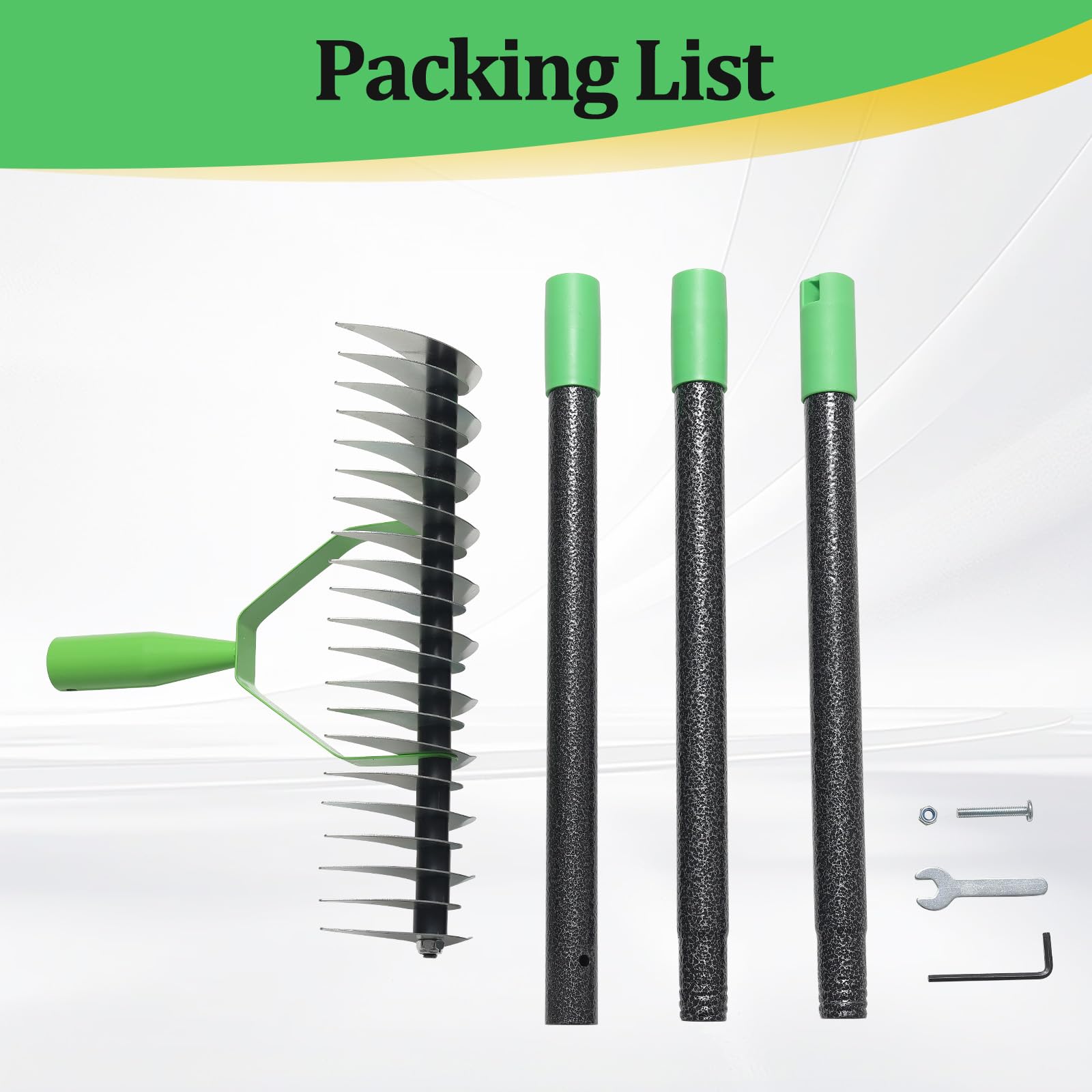 Rastrello in paglia in acciaio pressato a freddo, manico regolabile da 142,2 cm, impugnatura ergonomica, resistente alla ruggine, perfetto per giardini, prati, campi e altro ancora, design