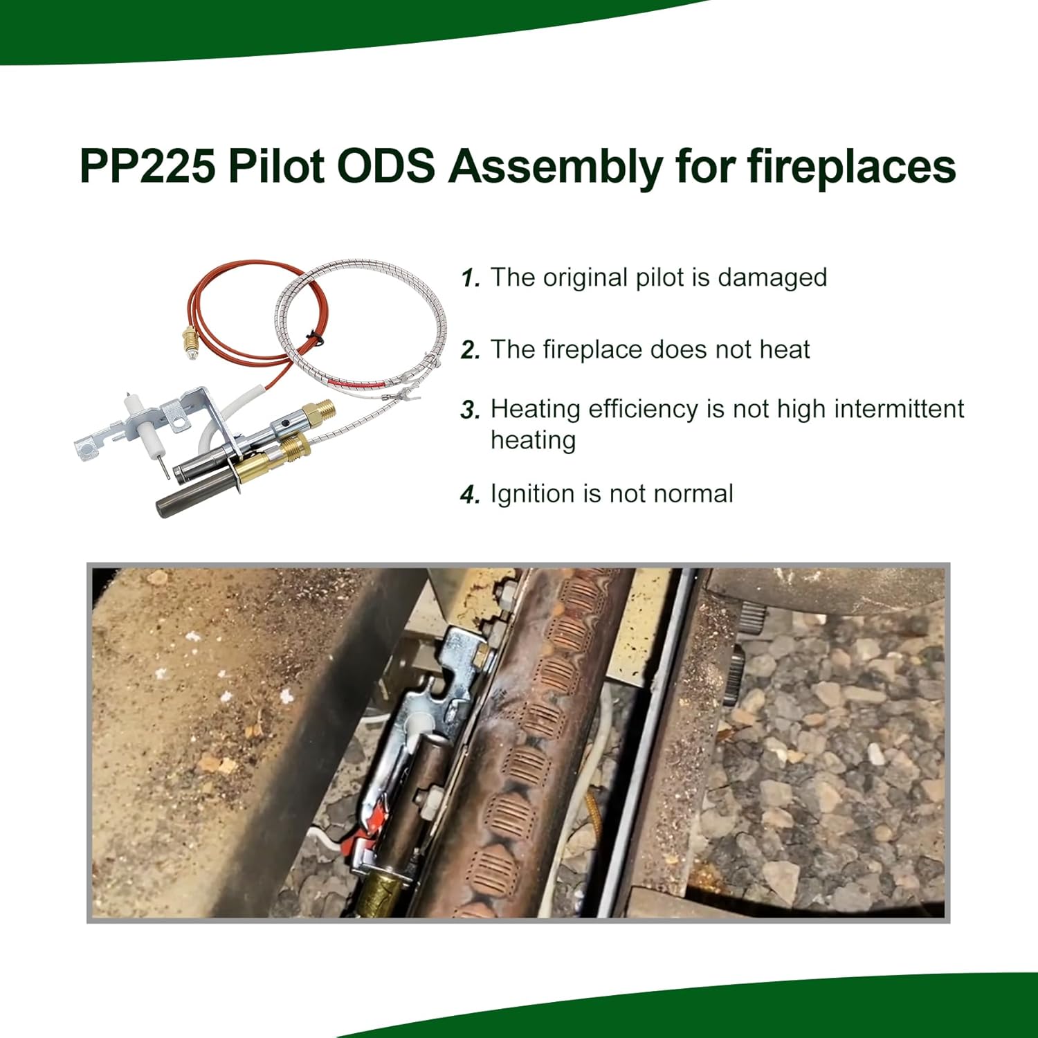 PP225 Pilot ODS Assembly for Fireplaces by FMI, Desa, Empire,Part Number LPG8414 LPG8404 PP225 R3623 14D0477 103778-01