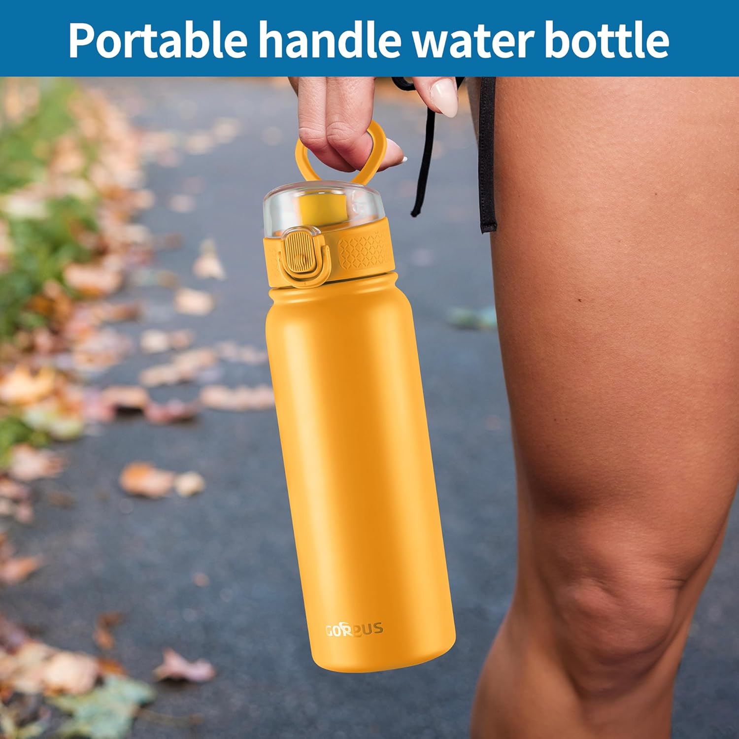 GOPPUS 20 Oz Insulated Stainless Steel Water Bottle BPA-Free Sports Water Bottle, Great for Travel, with Chug Lid - Leak & Sweat Proof with Anti-Dust Lid(orange) - Image 2