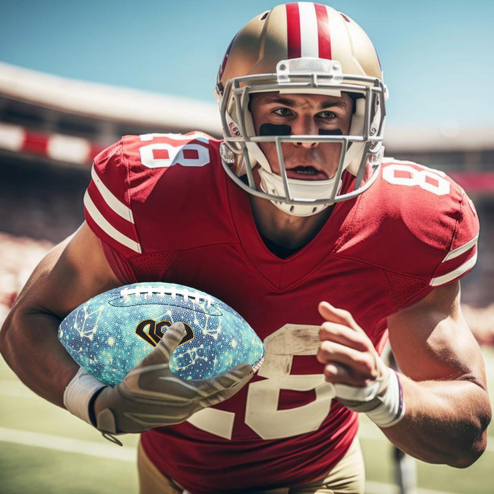 Leuchtender Fußball, beleuchteter Fußball – Größe 6/9 Fußball Junior Super Grip | beleuchteter wasserdichter Fußball aus PU-Leder, American Football mit Doppelfußball