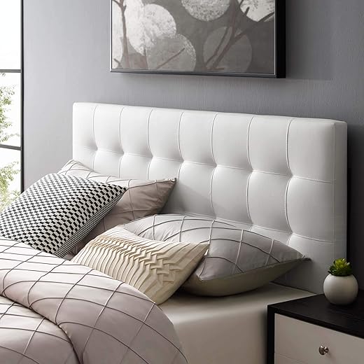 Modway Lily Tufted Faux Leather Upholstered Full Headboard in White