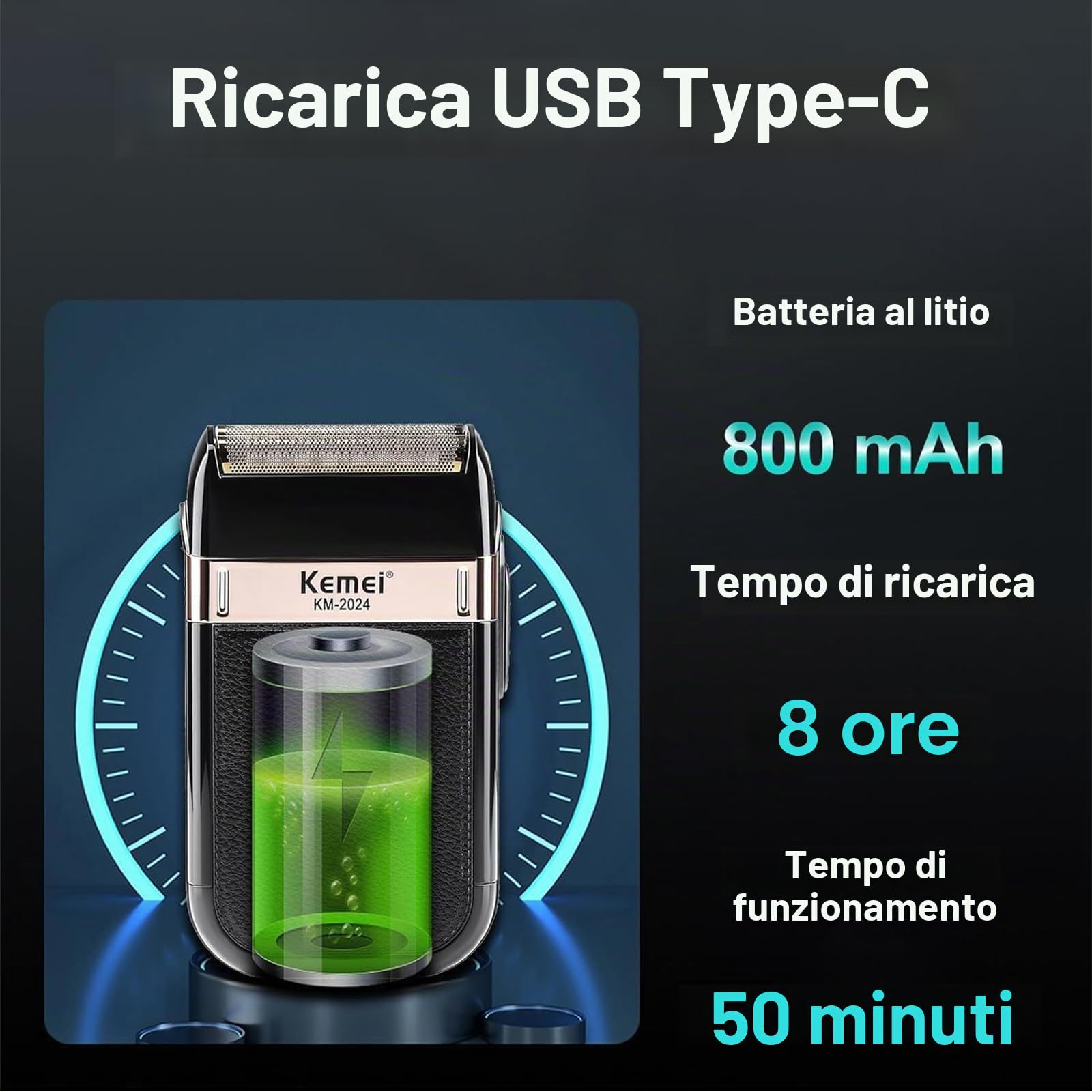 KEMEI Set tagliacapelli e rasoi a lamina, tagliacapelli elettrico da uomo, rasoio elettrico senza fili, rasoio di precisione T-Blade Zero Gapped Hair/Barba, ricaricabile USB