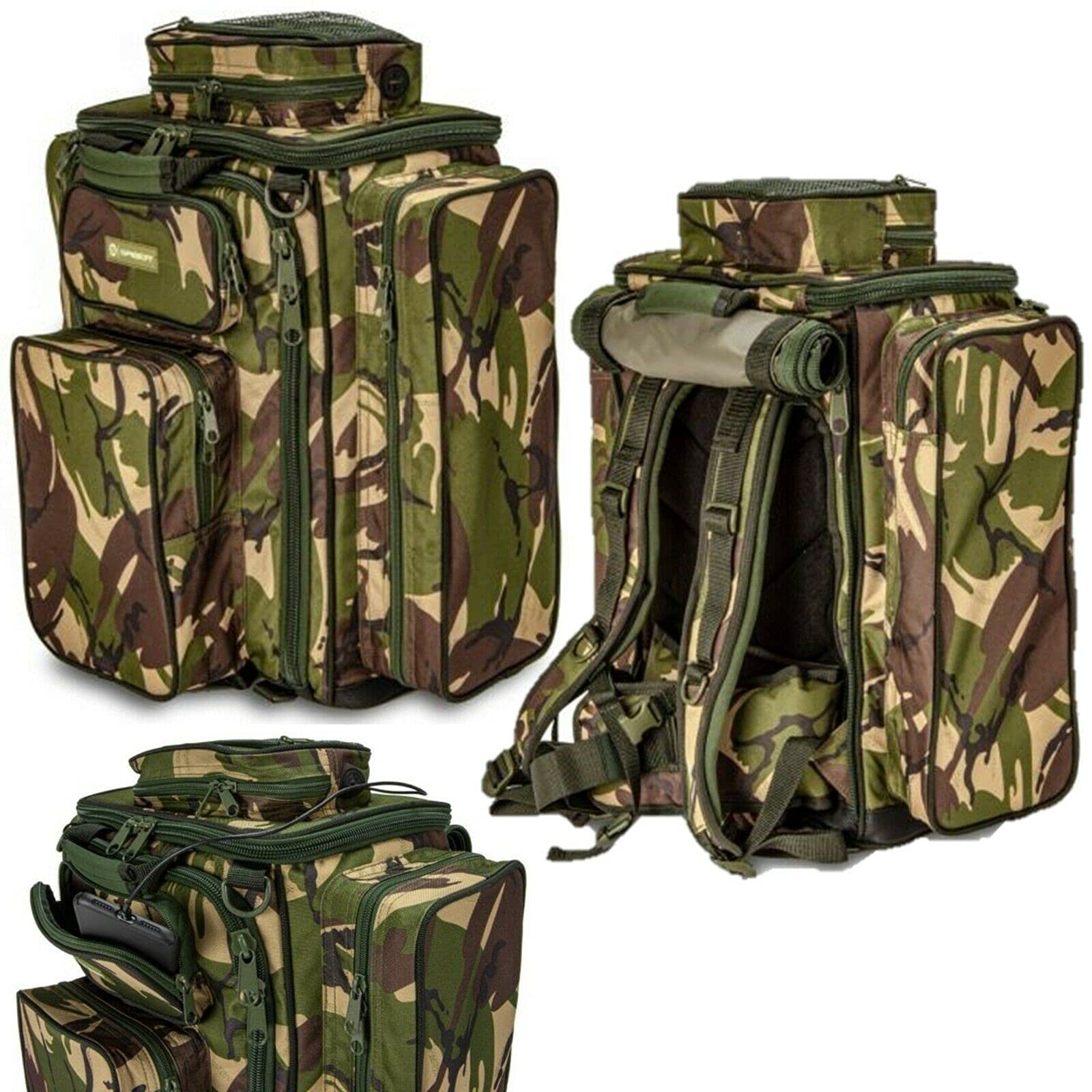 Saber 40ltr Camo Rucksack Backpack Fishing Camping Bag Hiking Travel Carp Tackle