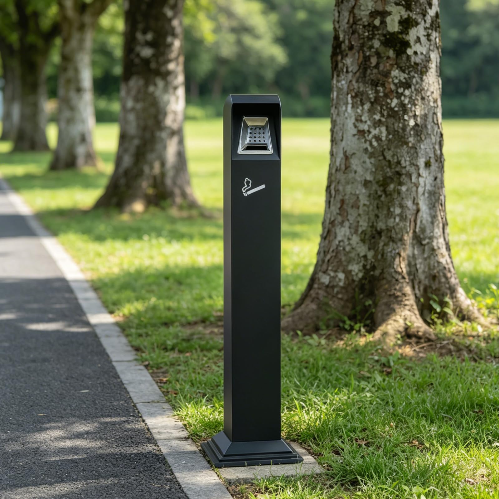 Popielniczka stojąca do użytku na zewnątrz, ze stali nierdzewnej, 120 cm, zdejmowana popielniczka wewnętrzna i chroni przed deszczem, stabilna popielniczka podłogowa na taras, do hotelu, biura