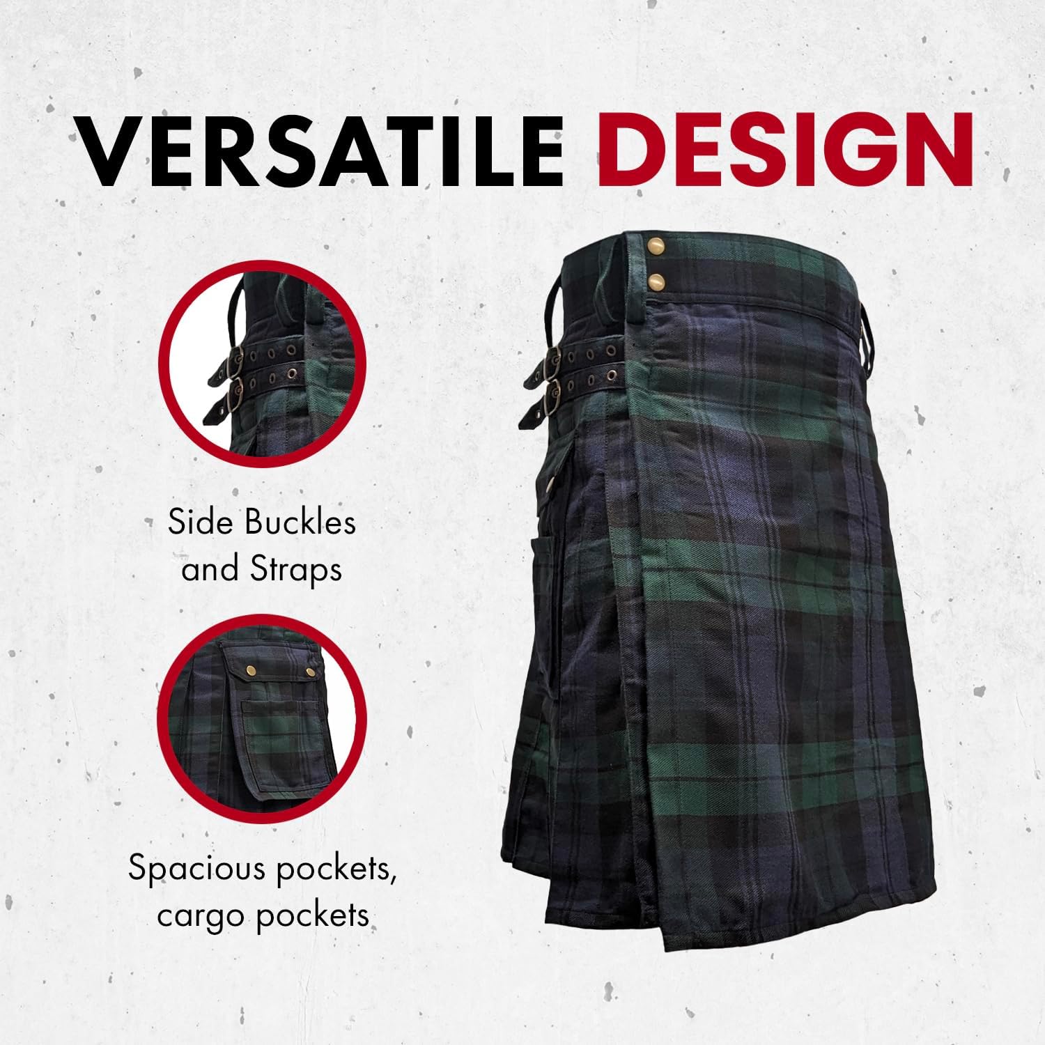UT Kilts Men's Standard Tartan Utility Kilt, Modern Scottish Kilt for Everyday Wear, Tactical Kilts Adjustable Hip Straps - Image 3